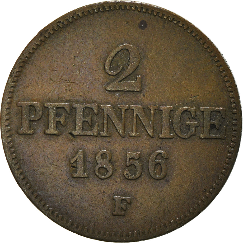 Coin, German States, SAXONY-ALBERTINE, Johann, 2 Pfennig, 1856, EF(40-45)
