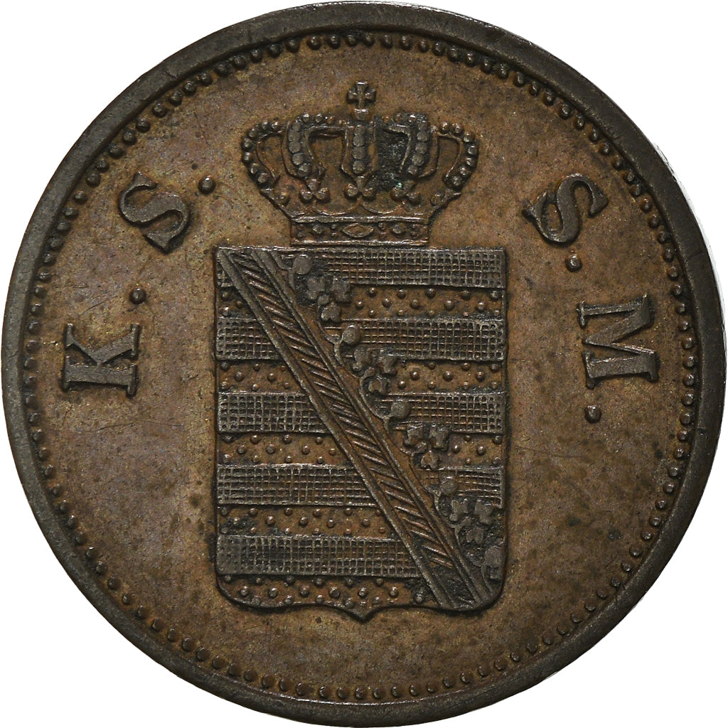 Münze, Deutsch Staaten, SAXONY-ALBERTINE, Johann, 2 Pfennig, 1859, SS+, Kupfer
