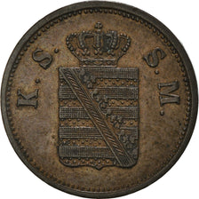 Münze, Deutsch Staaten, SAXONY-ALBERTINE, Johann, 2 Pfennig, 1859, SS+, Kupfer