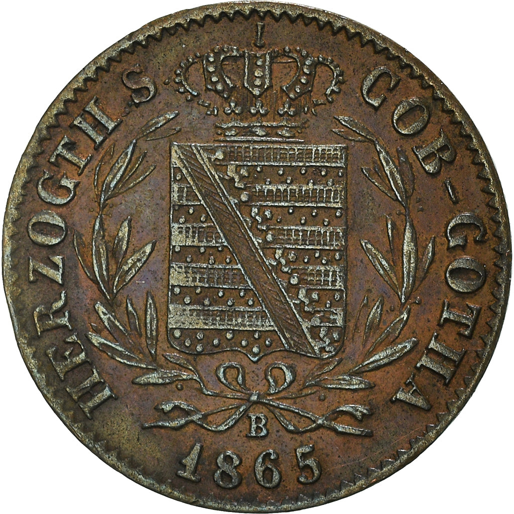 Coin, German States, SAXE-COBURG-GOTHA, Ernst II, Pfennig, 1865, Vienna