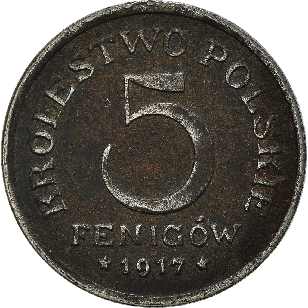 Coin, Poland, 5 Fenigow, 1917, Stuttgart, Germany, EF(40-45), Iron, KM:5