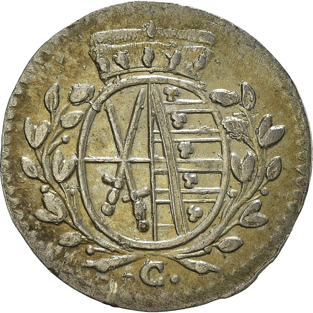 Coin, German States, SAXONY-ALBERTINE, Xaver, Pfennig, 1765, AU(50-53), Billon