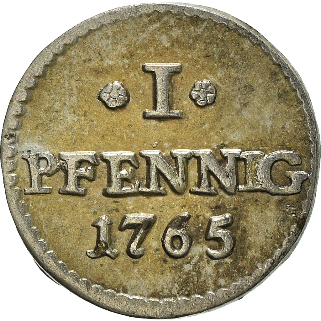 Coin, German States, SAXONY-ALBERTINE, Xaver, Pfennig, 1765, AU(50-53), Billon