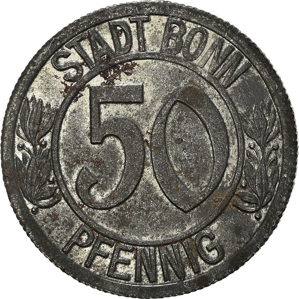 Coin, Germany, Beethoven, Bonn, 50 Pfennig, 1920, AU(50-53), Iron