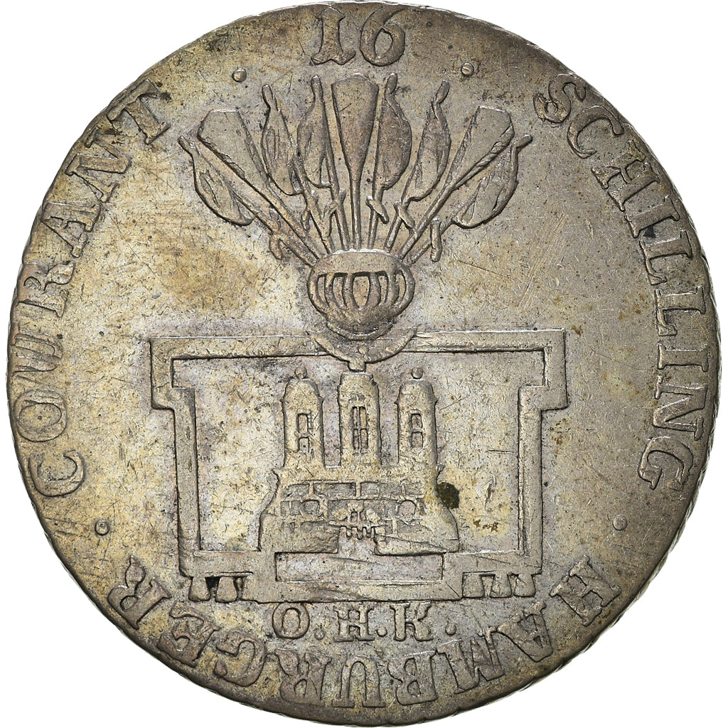Coin, German States, HAMBURG, 16 Schilling, Mark, 1789, EF(40-45), Silver