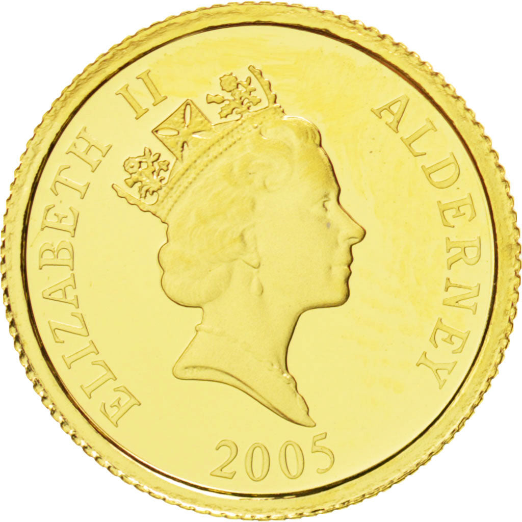Coin, Alderney, Elizabeth II, Pound, 2005, MS(65-70), Gold, KM:119