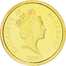 Coin, Alderney, Elizabeth II, Pound, 2005, MS(65-70), Gold, KM:119