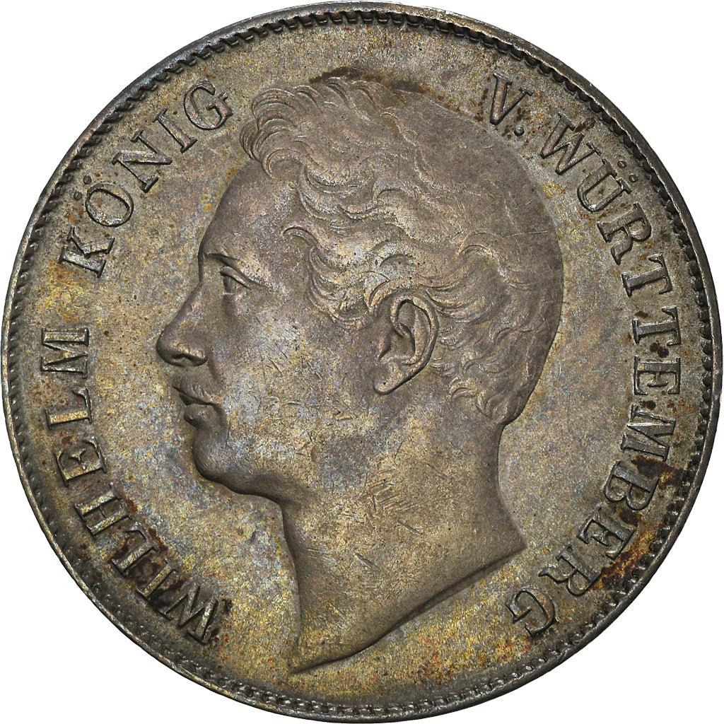 Coin, German States, WURTTEMBERG, Wilhelm I, Gulden, 1840, AU(50-53), Silver