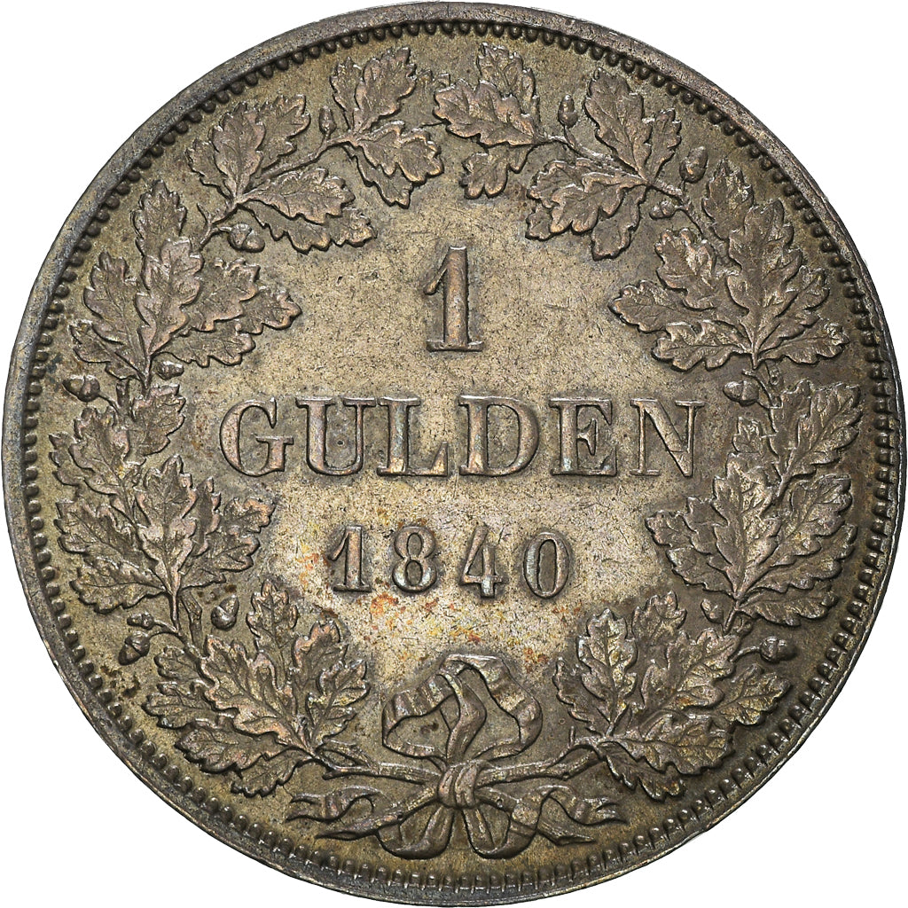 Coin, German States, WURTTEMBERG, Wilhelm I, Gulden, 1840, AU(50-53), Silver