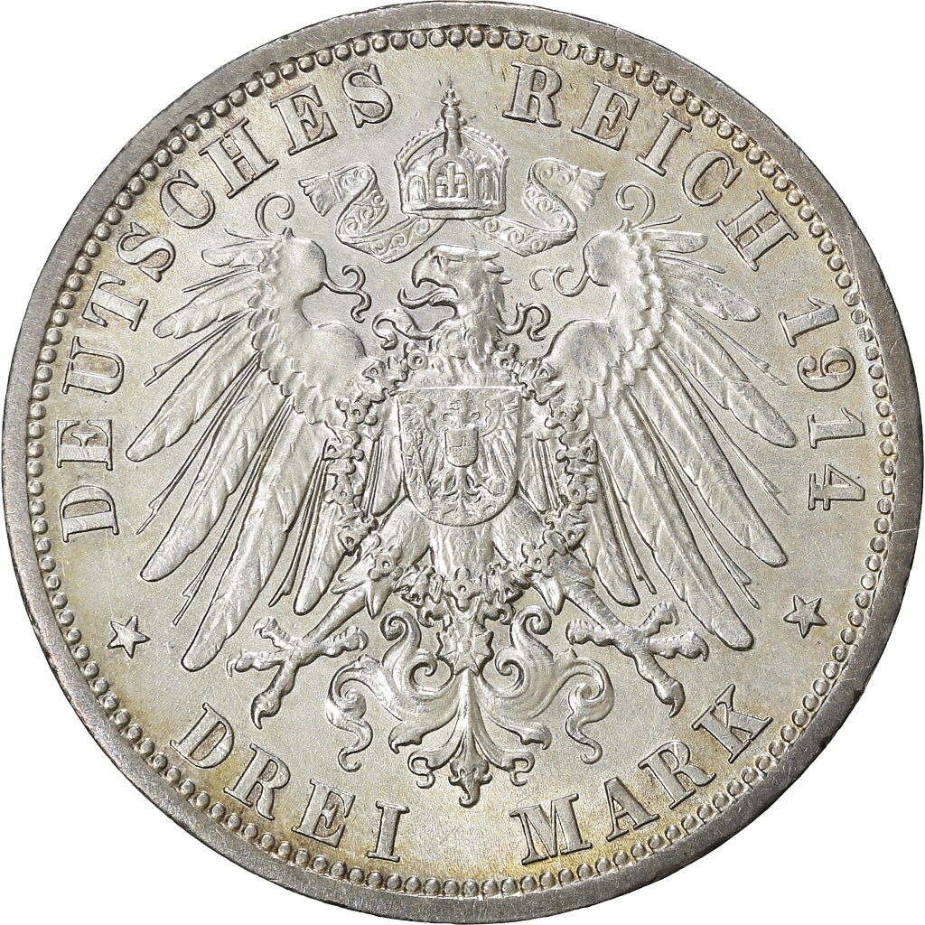 Münze, Deutsch Staaten, PRUSSIA, Wilhelm II, 3 Mark, 1914, Berlin, VZ, Silber