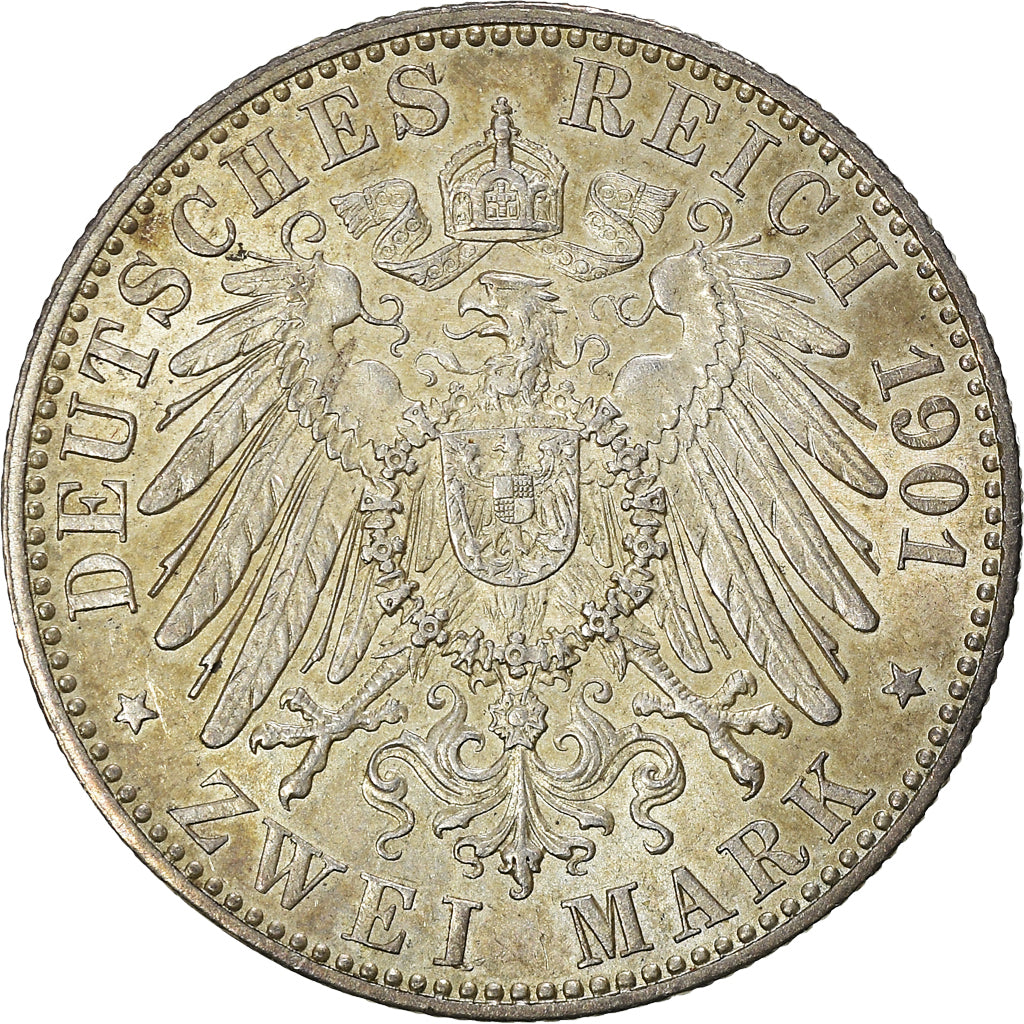 Coin, German States, PRUSSIA, Wilhelm II, 2 Mark, 1901, Berlin, MS(60-62)