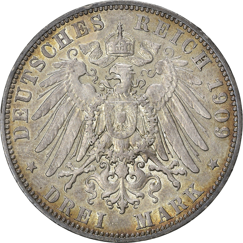 Coin, German States, SAXONY-ALBERTINE, Friedrich August III, 3 Mark, 1909