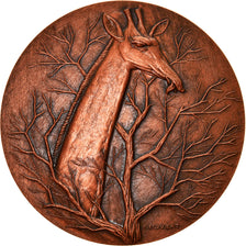 França, Medal, Animalière, Girafes, Fauna, Flourat, MS(63), Cobre