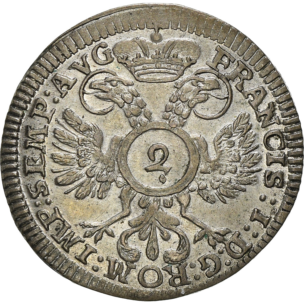 Moneta, Landy niemieckie, REGENSBURG, 2 Kreuzer, 1754, AU(55-58), Srebro, KM:365