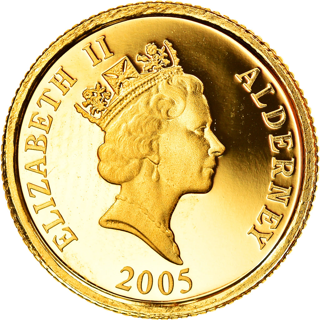 Coin, Alderney, Elizabeth II, Pound, 2005, MS(65-70), Gold, KM:119