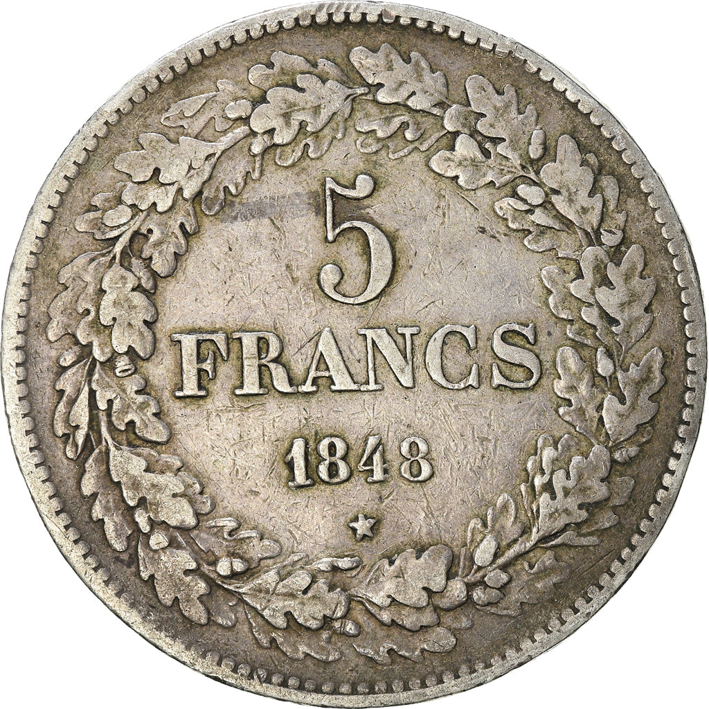 Coin, Belgium, Leopold I, 5 Francs, 5 Frank, 1848, VF(30-35), Silver, KM:3.2