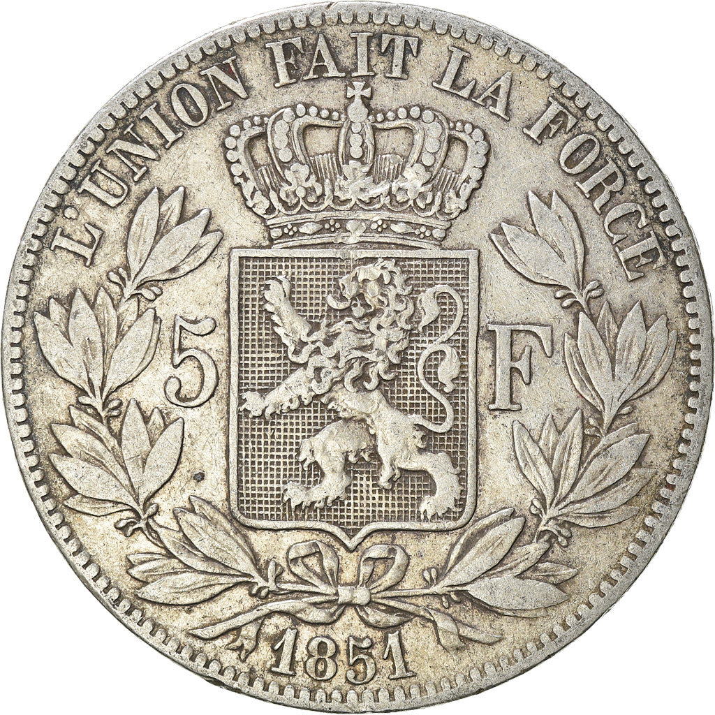 Coin, Belgium, Leopold I, 5 Francs, 5 Frank, 1851, VF(30-35), Silver, KM:17