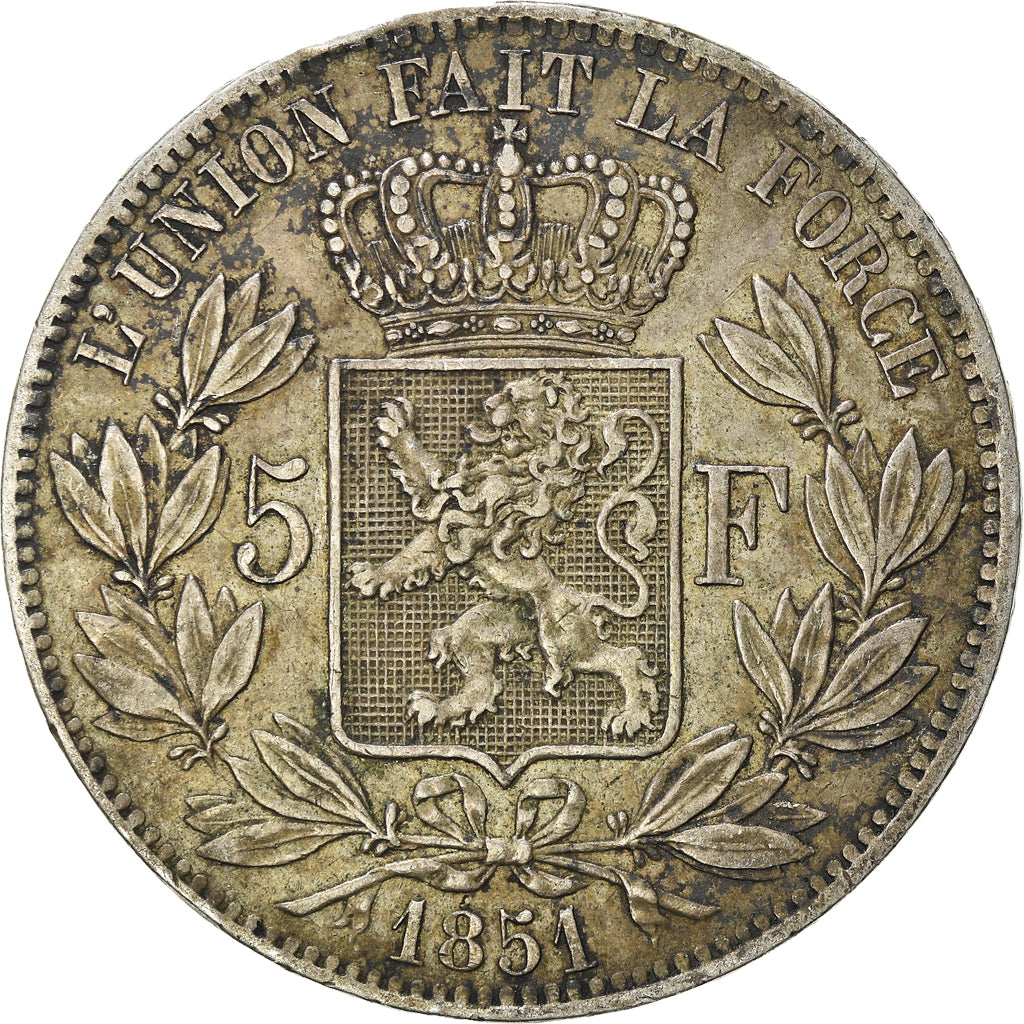 Münze, Belgien, Leopold I, 5 Francs, 5 Frank, 1851, SS, Silber, KM:17