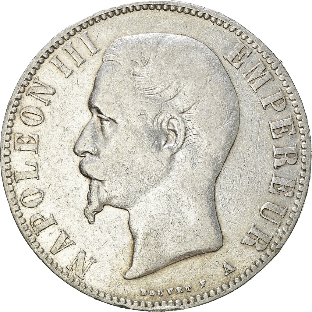 Münze, Frankreich, Napoleon III, 5 Francs, 1855, Paris, S, Silber, KM:782.1