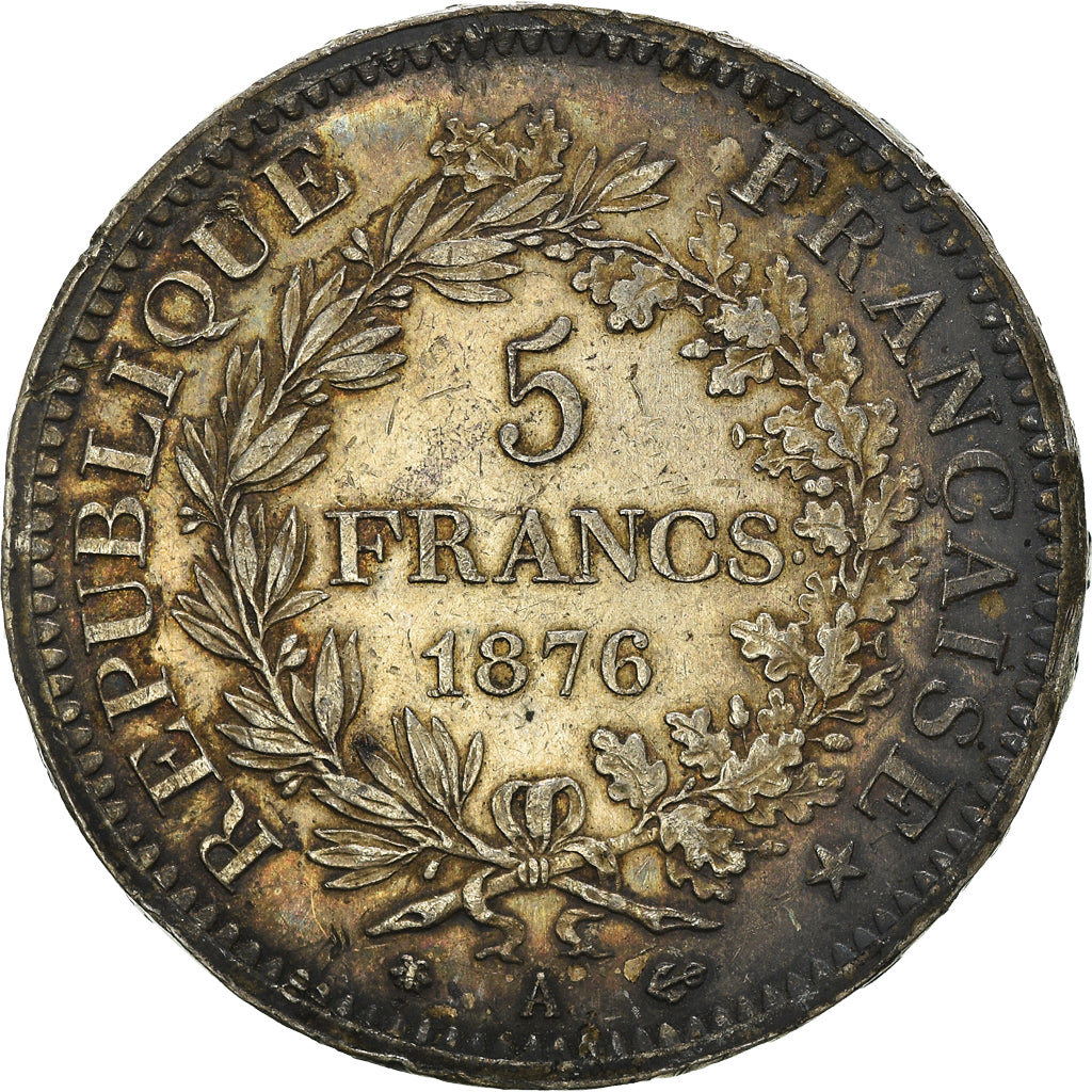 Coin, France, Hercule, 5 Francs, 1876, Paris, AU(50-53), Silver, KM:820.1