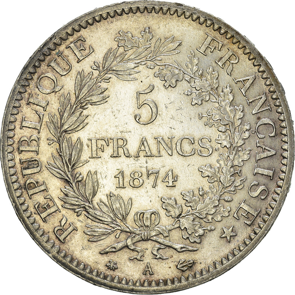 Coin, France, Hercule, 5 Francs, 1874, Paris, AU(50-53), Silver, KM:820.1
