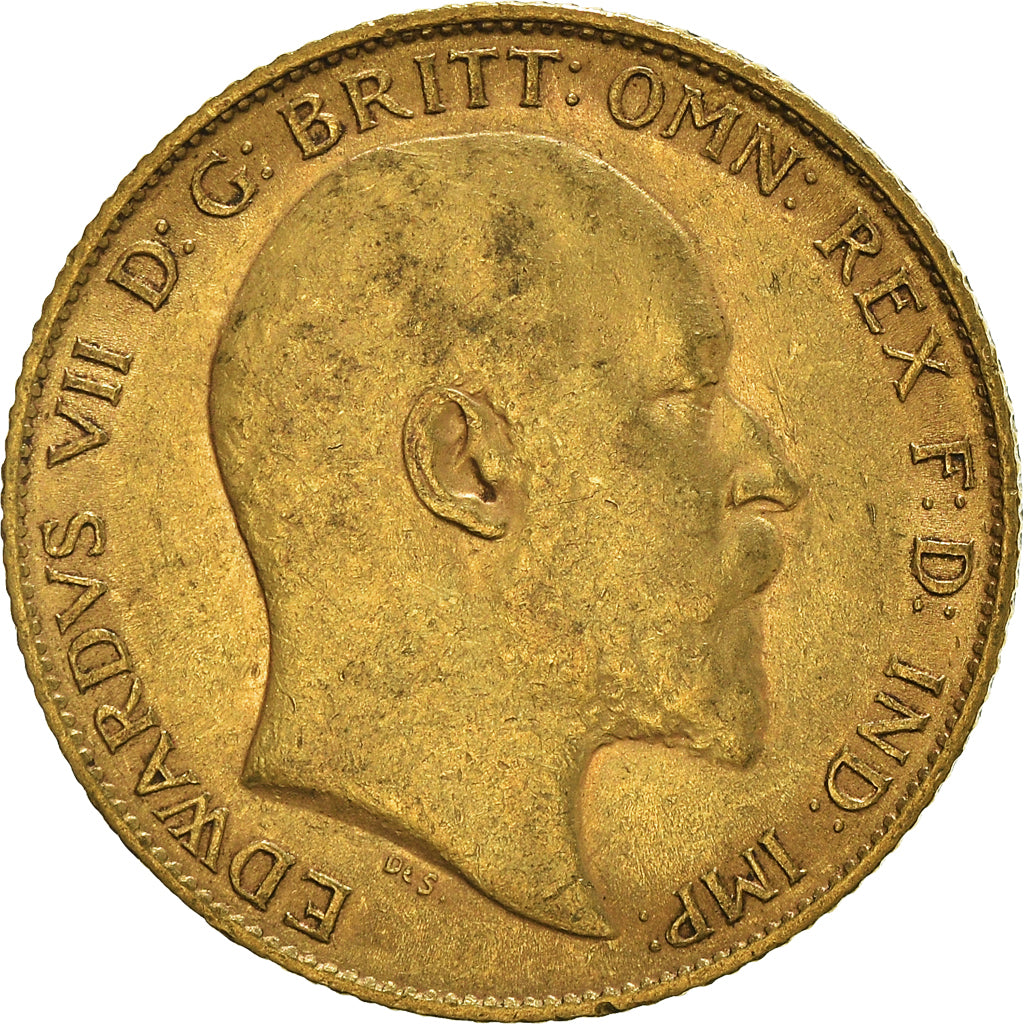 Coin, Great Britain, Edward VII, 1/2 Sovereign, 1907, AU(50-53), Gold, KM:804