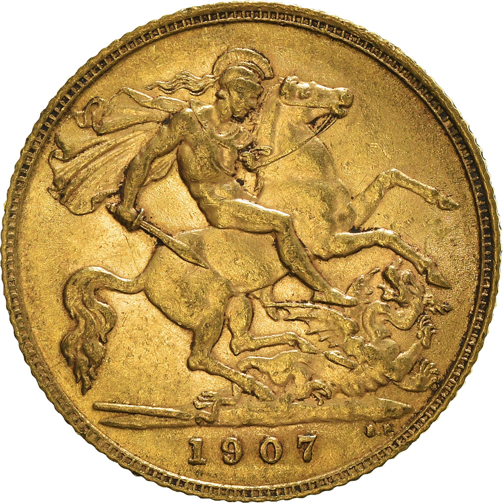 Coin, Great Britain, Edward VII, 1/2 Sovereign, 1907, AU(50-53), Gold, KM:804