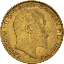 Coin, Great Britain, Edward VII, 1/2 Sovereign, 1908, AU(50-53), Gold, KM:804