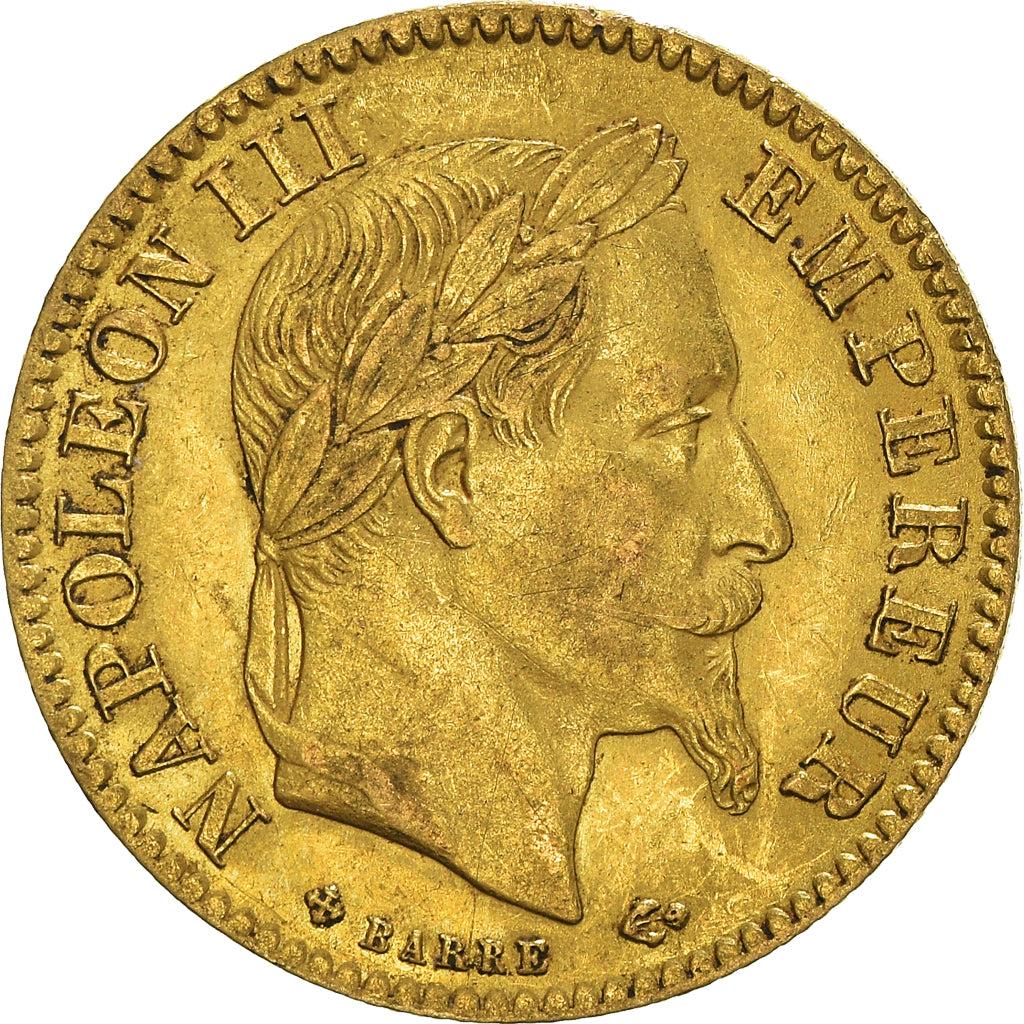 Coin, France, Napoleon III, 10 Francs, 1866, Strasbourg, AU(50-53), Gold