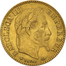 Moeda, França, Napoleon III, 10 Francs, 1866, Strasbourg, AU(50-53), Dourado