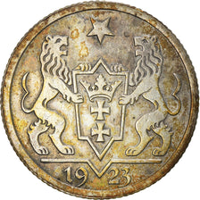 Moneta, DANZIG, Gulden, 1923, DANZIG, AU(50-53), Srebro, KM:145