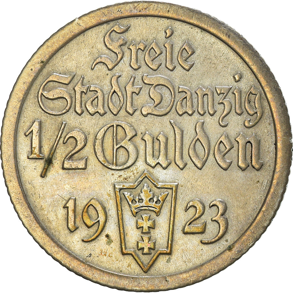 Coin, DANZIG, 1/2 Gulden, 1923, AU(50-53), Silver, KM:144