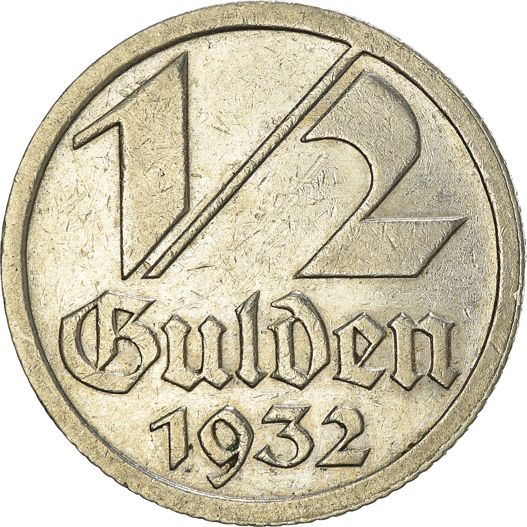 Coin, DANZIG, 1/2 Gulden, 1932, EF(40-45), Nickel, KM:153