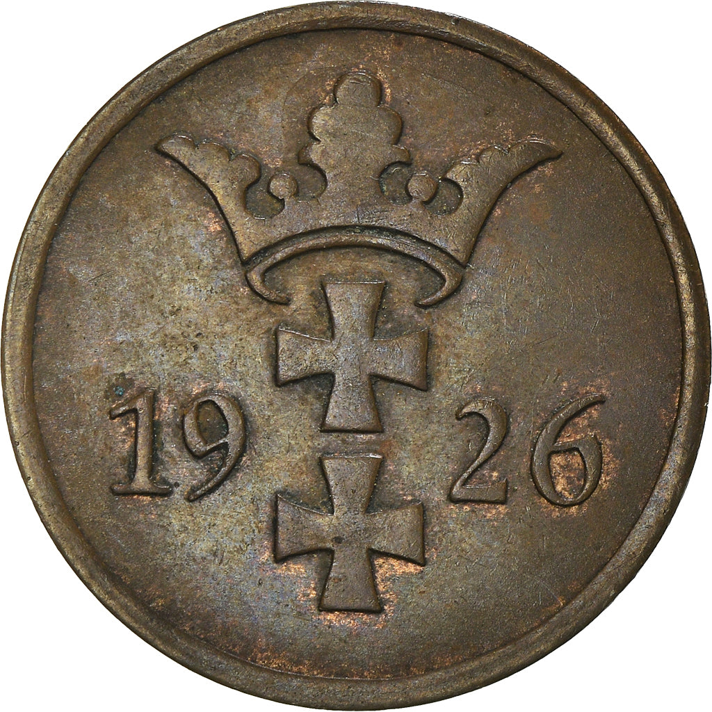 Coin, DANZIG, 2 Pfennig, 1926, AU(50-53), Bronze, KM:141