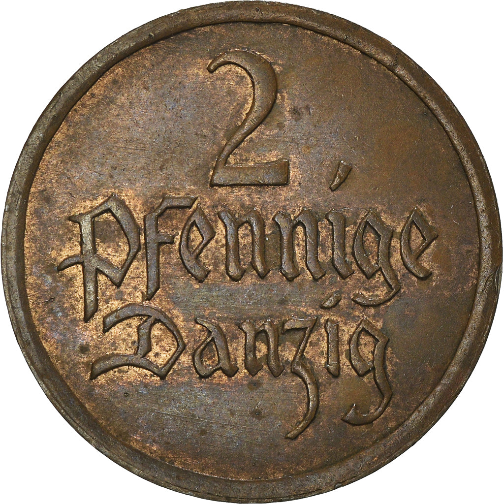 Coin, DANZIG, 2 Pfennig, 1926, AU(50-53), Bronze, KM:141