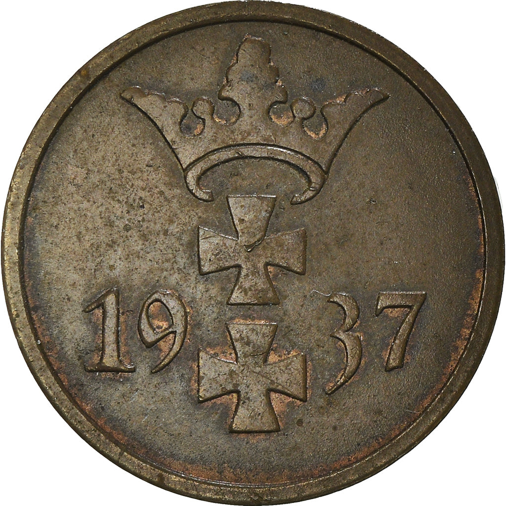 Coin, DANZIG, Pfennig, 1937, Warsaw, AU(50-53), Bronze, KM:140