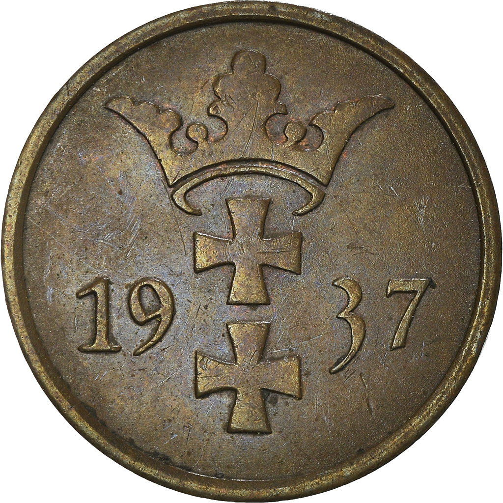 Coin, DANZIG, 2 Pfennig, 1937, Warsaw, AU(50-53), Bronze, KM:141