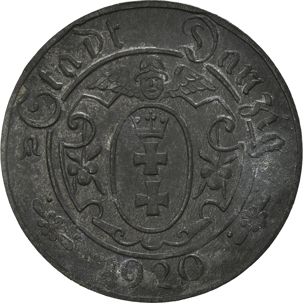 Coin, DANZIG, 10 Pfennig, 1920, EF(40-45), Zinc, KM:Tn1