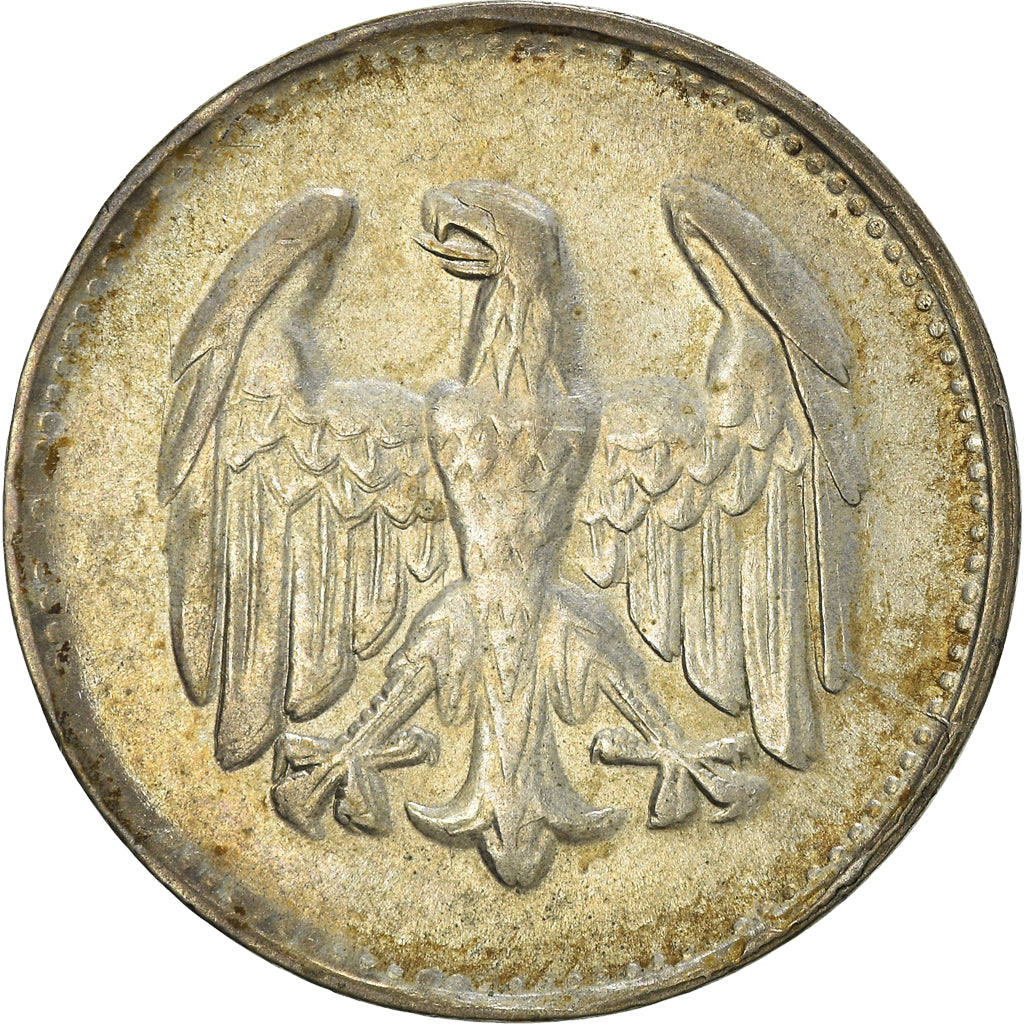 Coin, GERMANY, WEIMAR REPUBLIC, Mark, 1924, Munich, AU(50-53), Silver, KM:42