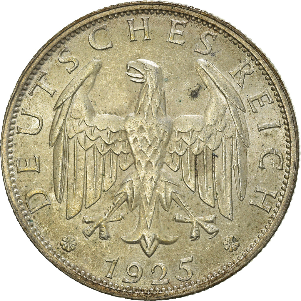 Moneda, ALEMANIA - REPÚBLICA DE WEIMAR, 2 Reichsmark, 1925, Berlin, EBC, Plata