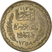 Coin, Tunisia, Ahmad Pasha Bey, 5 Francs, AH 1358/1939, Paris, AU(50-53)