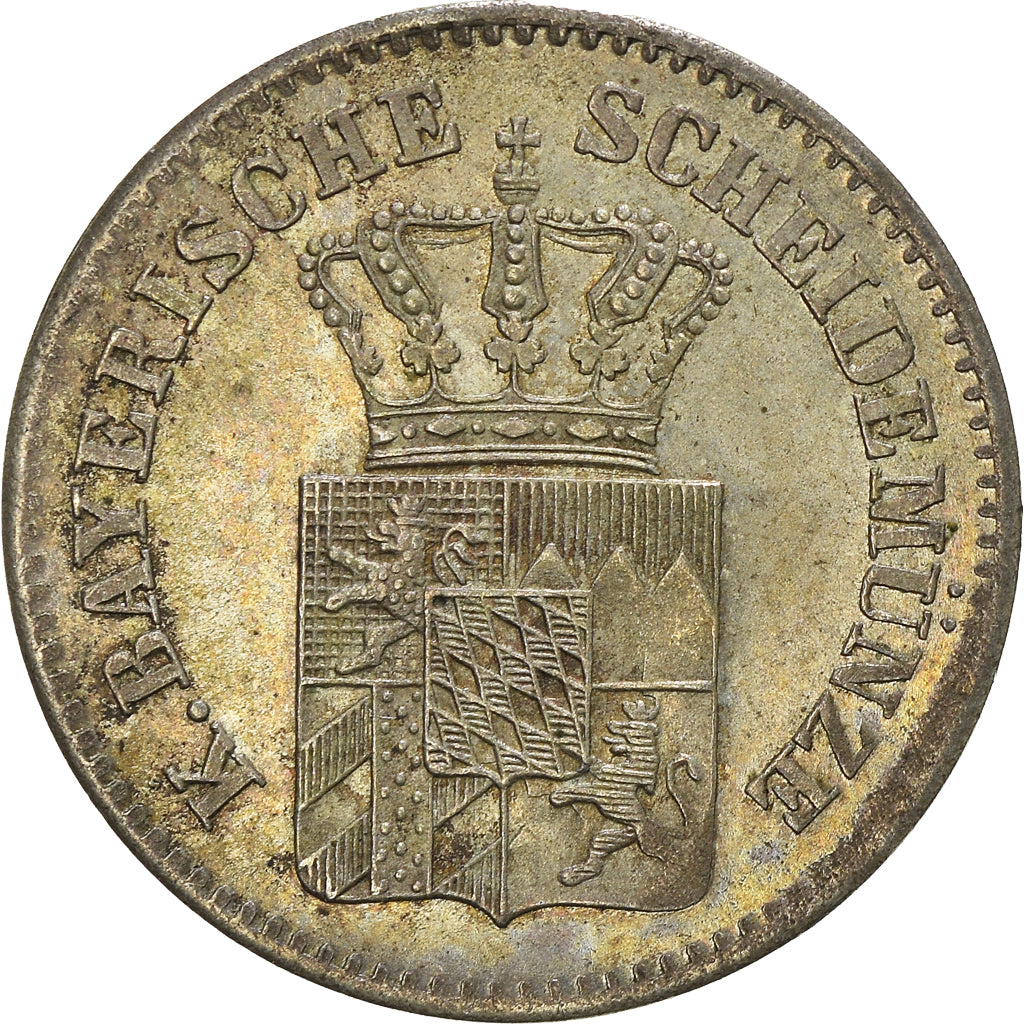Coin, German States, BAVARIA, Ludwig II, 3 Kreuzer, Groschen, 1865, MS(60-62)