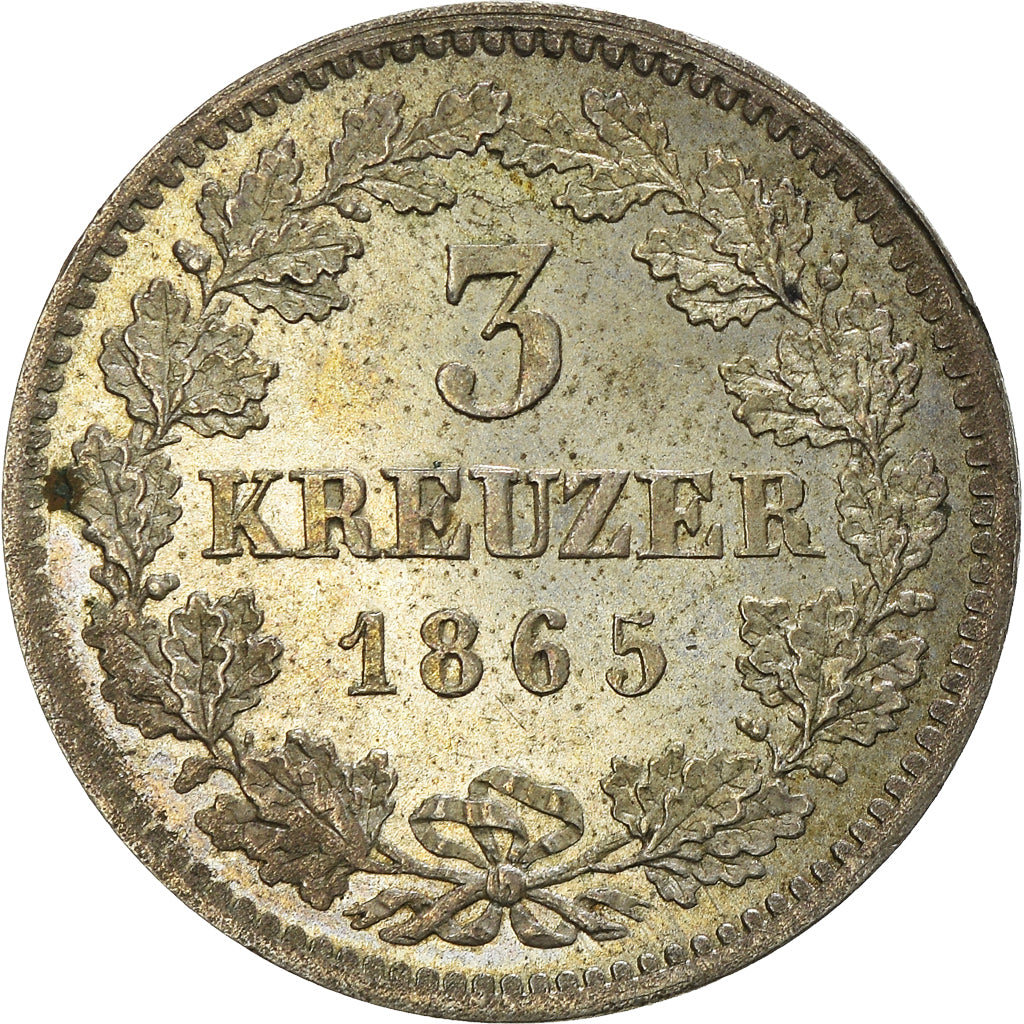 Coin, German States, BAVARIA, Ludwig II, 3 Kreuzer, Groschen, 1865, MS(60-62)
