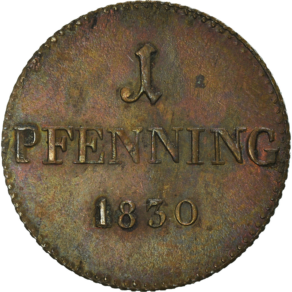 Coin, German States, BAVARIA, Ludwig I, Pfennig, 1830, Very rare, MS(60-62)