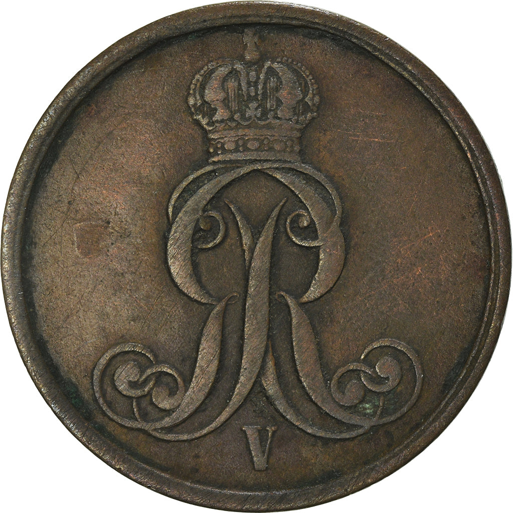 Coin, German States, HANNOVER, Georg V, 2 Pfennig, 1856, EF(40-45), Copper