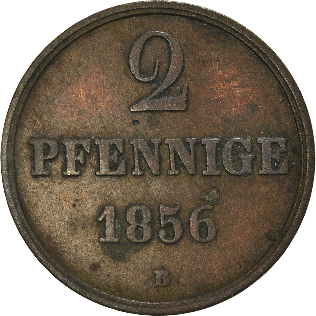 Coin, German States, HANNOVER, Georg V, 2 Pfennig, 1856, EF(40-45), Copper