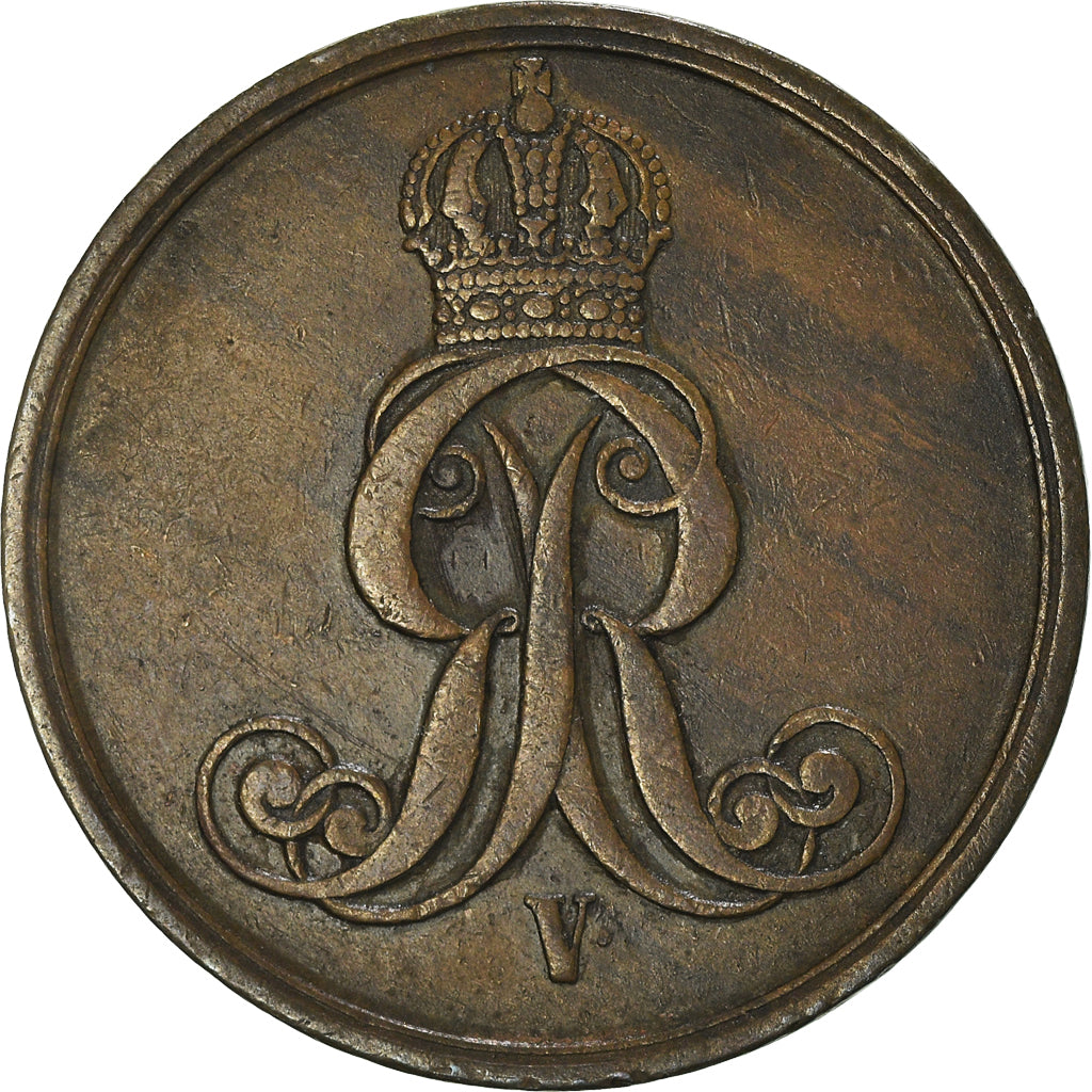 Coin, German States, HANNOVER, Georg V, 2 Pfennig, 1861, AU(50-53), Copper