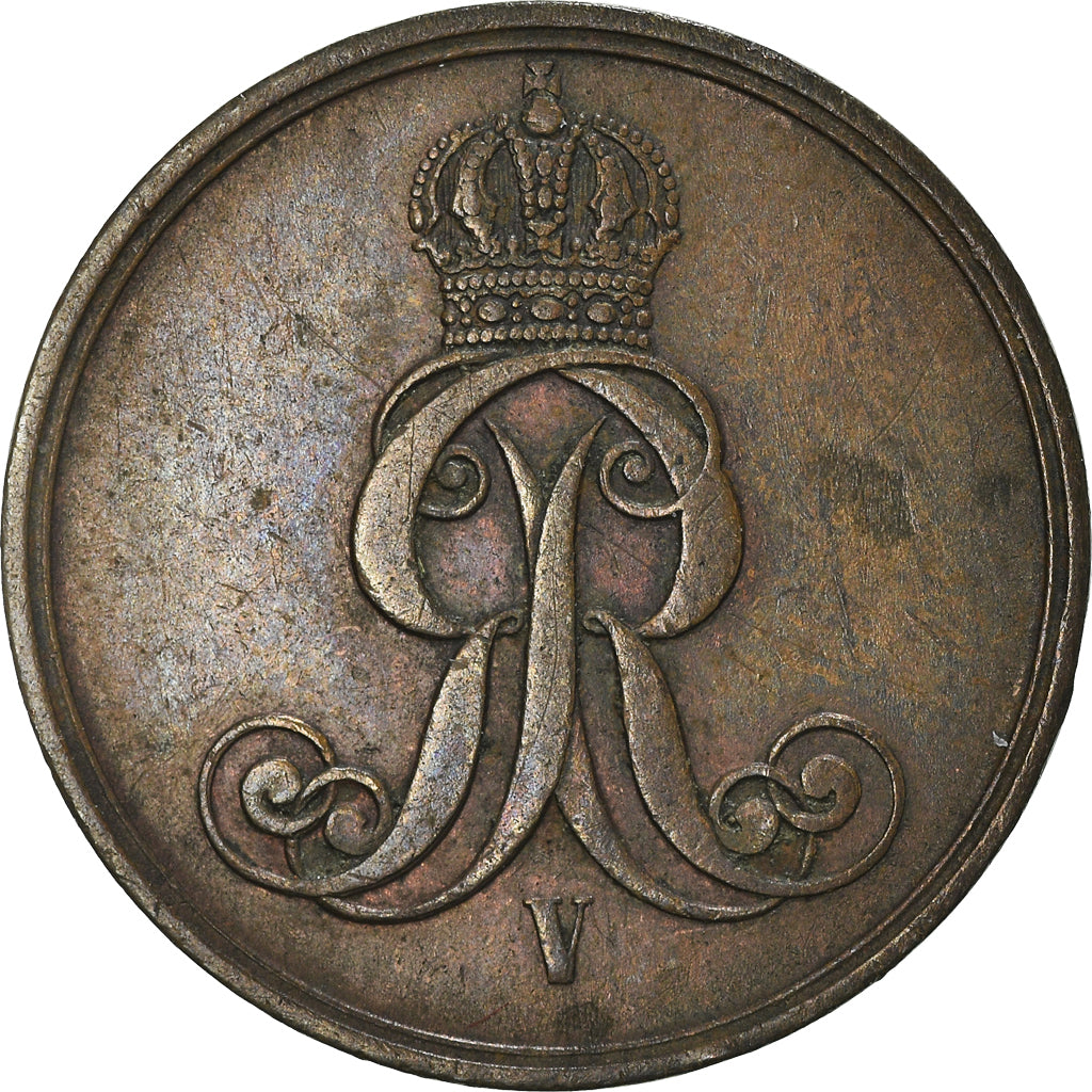 Moneta, Stati tedeschi, HANNOVER, Georg V, 2 Pfennig, 1863, BB+, Rame, KM:234