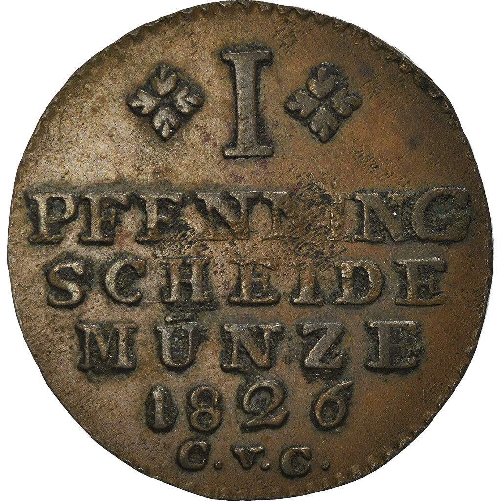Monnaie, Etats allemands, BRUNSWICK-WOLFENBUTTEL, Karl II, Pfennig, 1826, TTB+