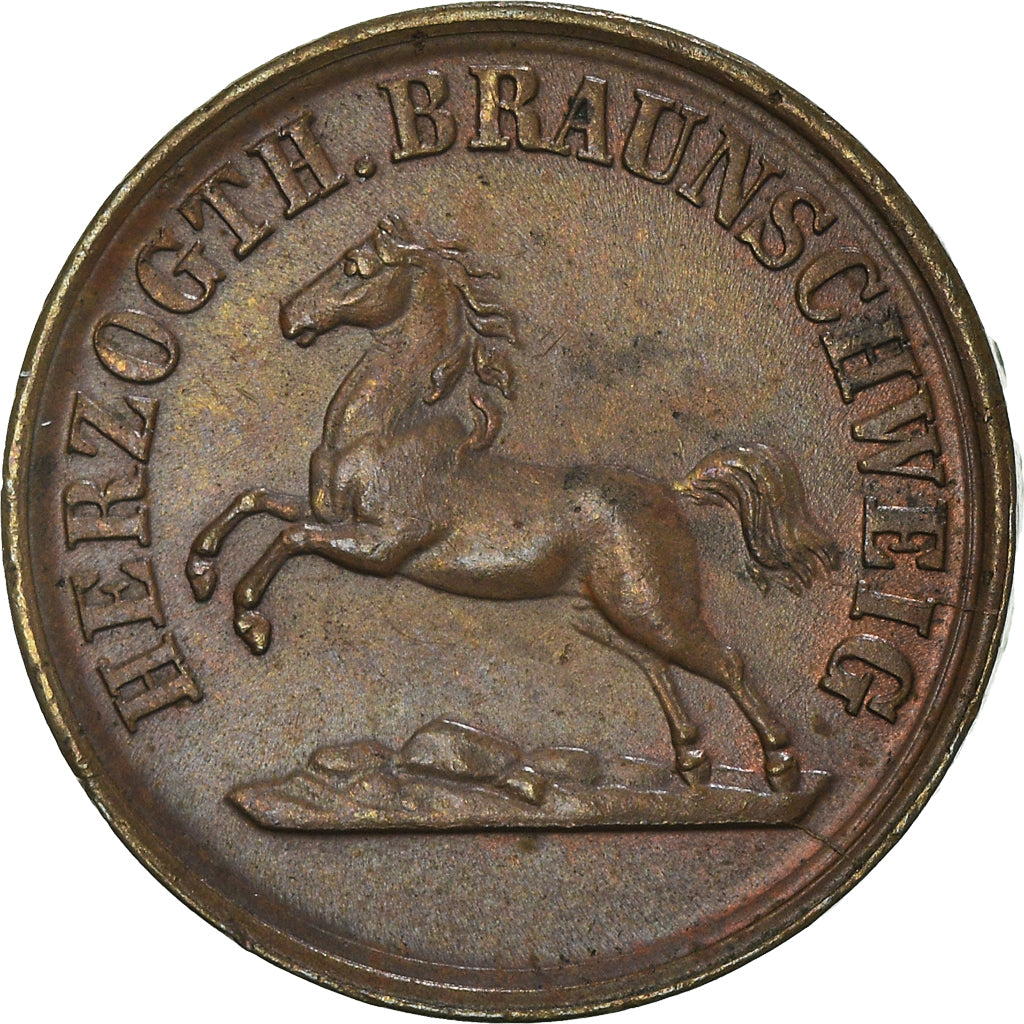 Coin, German States, BRUNSWICK-WOLFENBUTTEL, Wilhelm, Pfennig, 1860, AU(55-58)